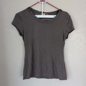 Banana Republic Shirt Woman’s Small Grey Luxe Touch T-touch Silk Collar